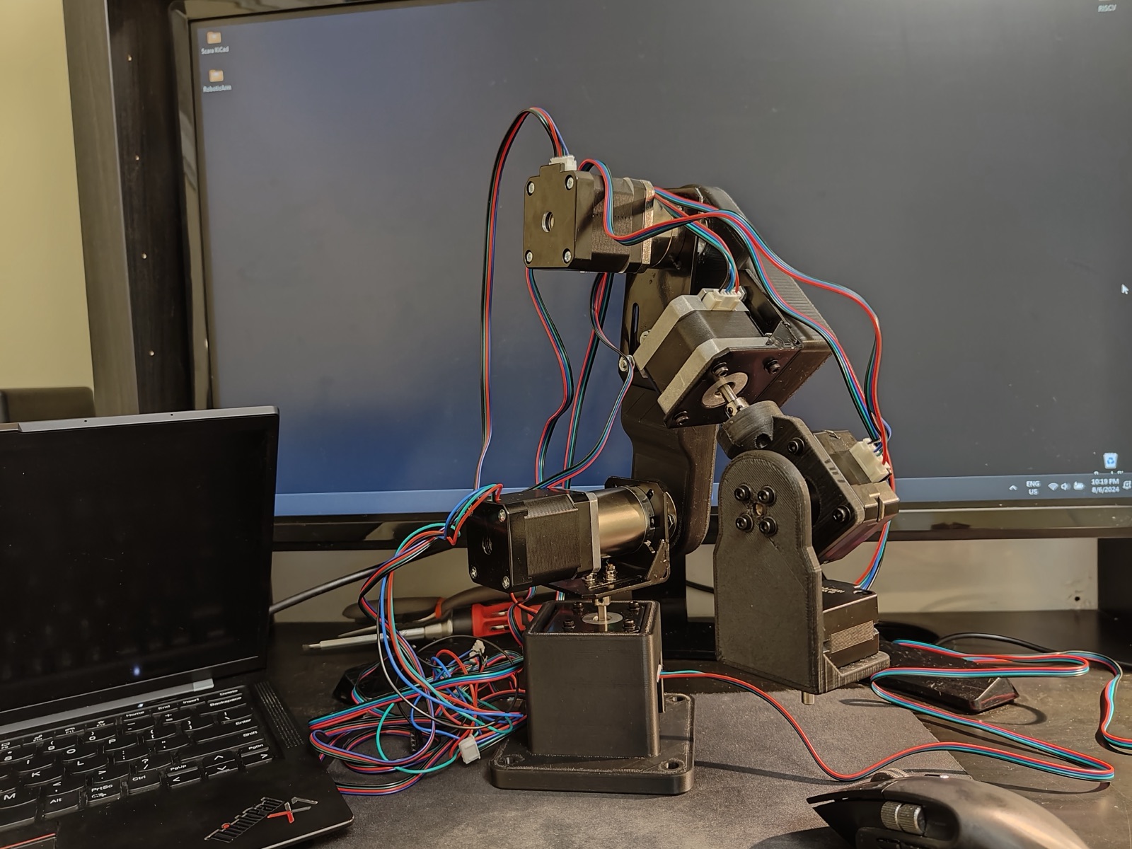 Assembled 6-axis robotic arm on a desk